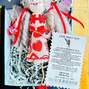 Café Heart Fairy Decorative Doll with Heart Pattern Dress